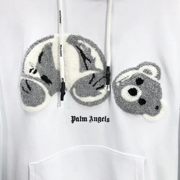 NWT Palm Angels White Decapitation Bear Skull Hoodie White